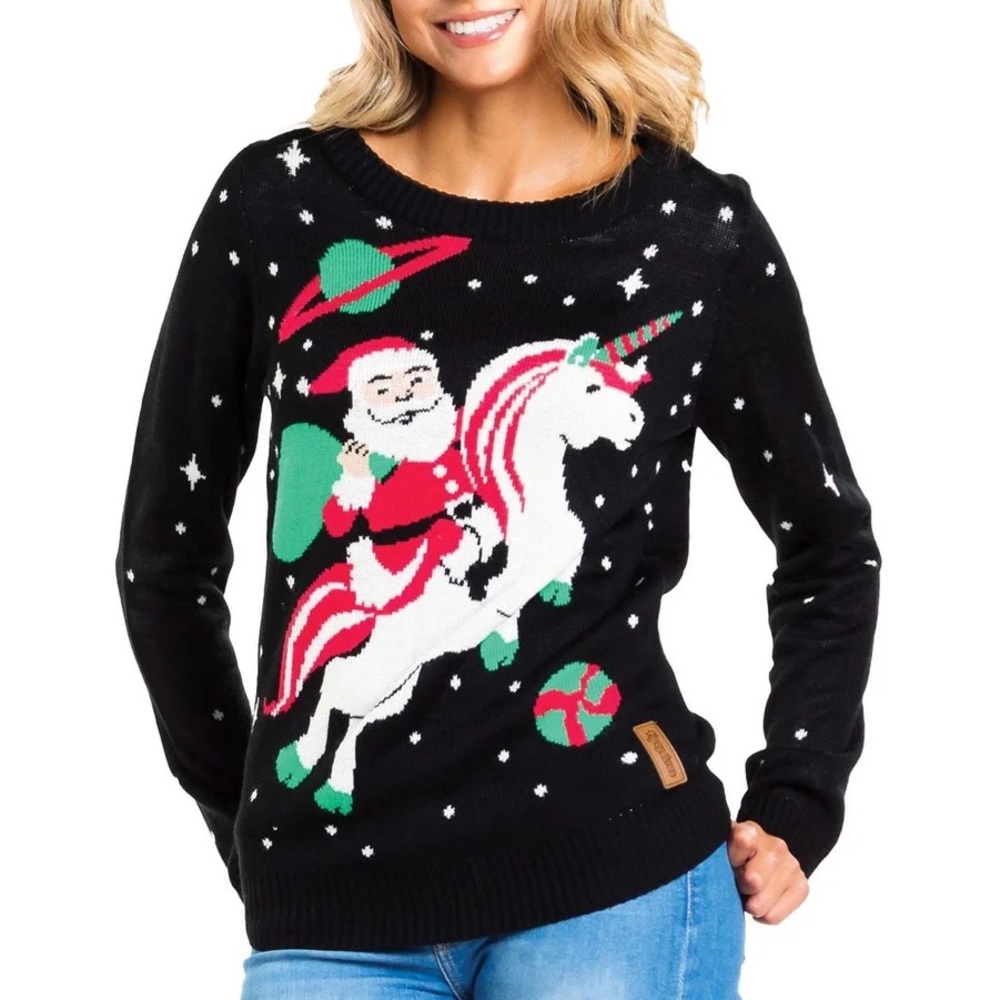 NWT TIPSY ELVES SANTA UNICORN UGLY CHRISTMAS SWEATER